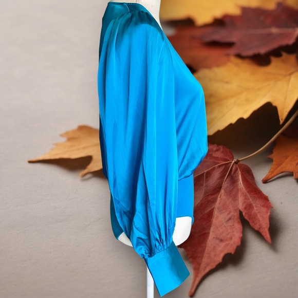 NWT Sergio Hudson x Target Turquoise Recycled Polyester Long Sleeve Bodysuit XS - Picture 9 of 14